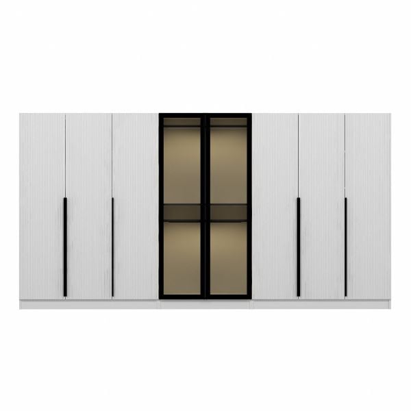 Kale Plus 8 Mebran Kapaklı 4Ç Dolap Beyaz Mebran Füme Cam