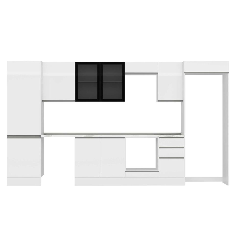 Alvinka 385X222 Cm High Gloss Mutfak Dolabı Mbb-E80B60S45-3 High Gloss | Beyaz - Suntalam