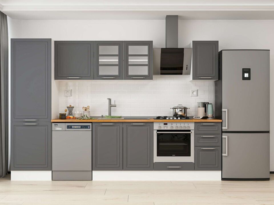 Alvinka 310X210 Cm Klasik Mebran Mutfak Dolabı Beyaz Beyaz Mb-E90B60S40-3