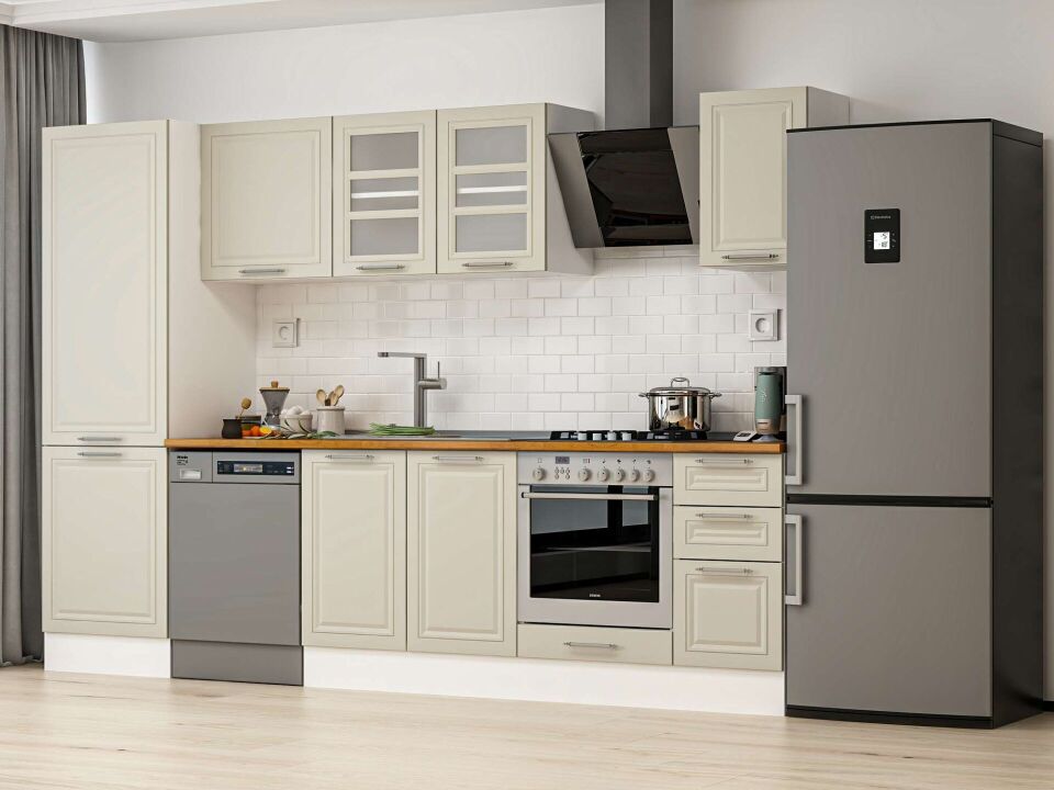 Alvinka 310X210 Cm Klasik Mebran Mutfak Dolabı Beyaz Beyaz Mb-E90B60S40-3