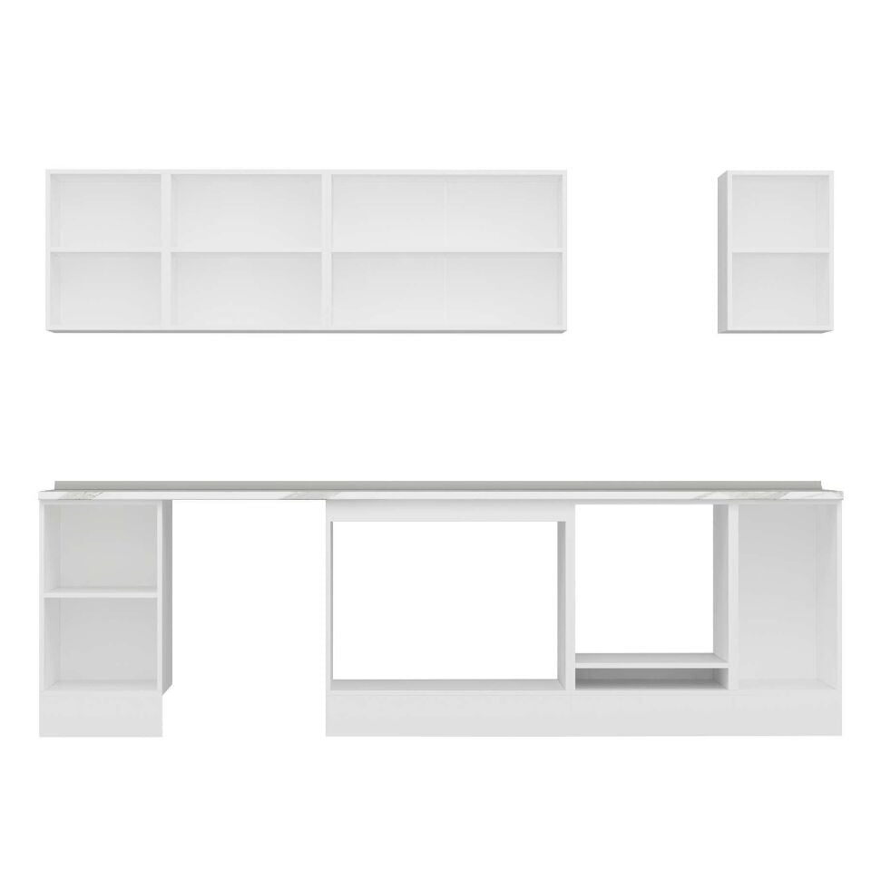 Alvinka 285X210 Cm Klasik Mebran Mutfak Dolabı M-E80S45S40-2 Mebran | Beyaz - Mdf