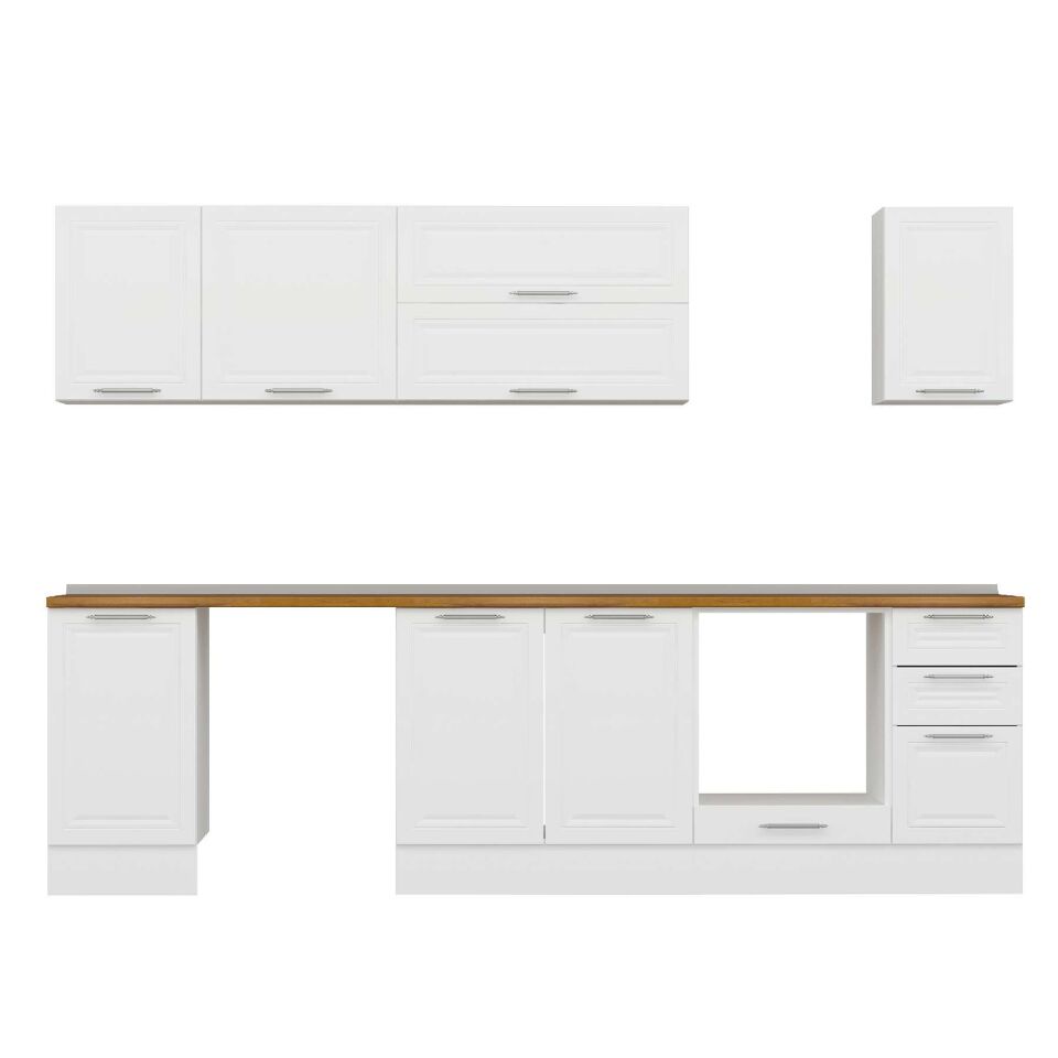 Alvinka 285X210 Cm Klasik Mebran Mutfak Dolabı M-E80S45S40-2 Mebran | Beyaz - Mdf