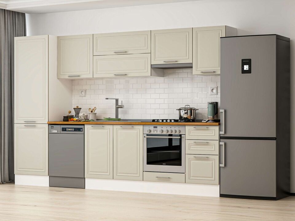 Alvinka 315X210 Cm Klasik Mebran Mutfak Dolabı Beyaz Beyaz Mb-E90B60S45-1