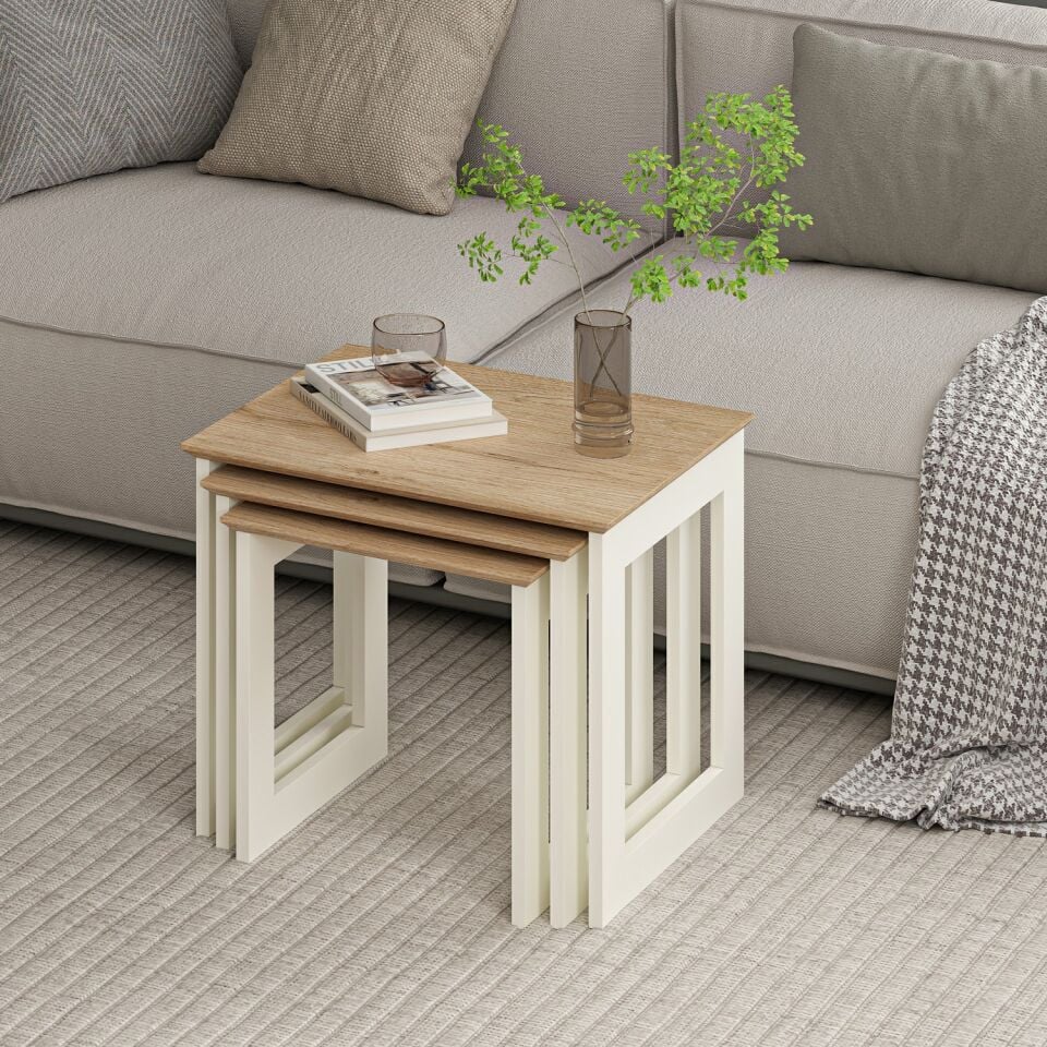 Marlo Yan Sehpa 3Lü-Aytaşı-Derin Sepet