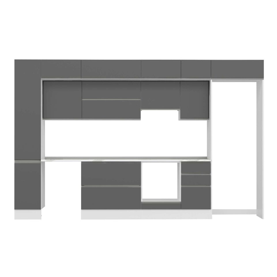 Alvinka 375X240 Cm High Gloss Mutfak Dolabı Mbb-E90B40S45-1 High Gloss | Antrasit - Suntalam