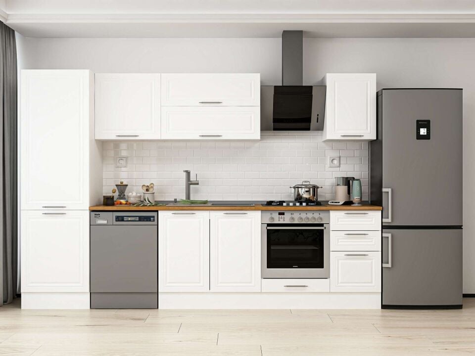 Alvinka 315X210 Cm Klasik Mebran Mutfak Dolabı Beyaz Beyaz Mb-E90B60S45-2