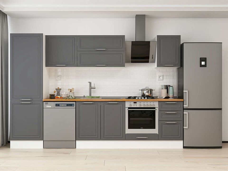 Alvinka 315X210 Cm Klasik Mebran Mutfak Dolabı Beyaz Beyaz Mb-E90B60S45-2
