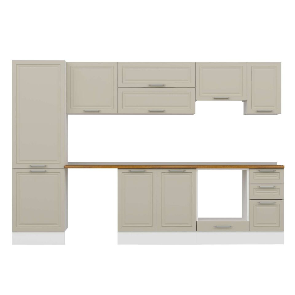 Alvinka 310X210 Cm Klasik Mebran Mutfak Dolabı Mb-E90B60S40-1 Mebran | Kumtaşı - Suntalam