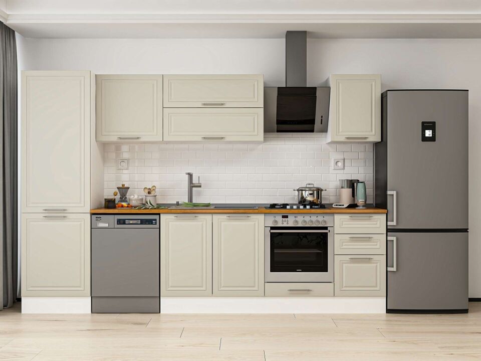 Alvinka 315X210 Cm Klasik Mebran Mutfak Dolabı Beyaz Beyaz Mb-E90B60S45-2
