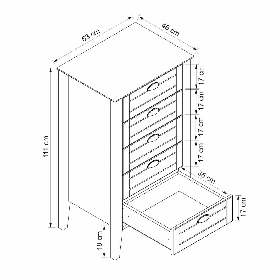 Marlo Yüksek Şifonyer 5Ç Mbrn-Aytaşı-Derin Sepet