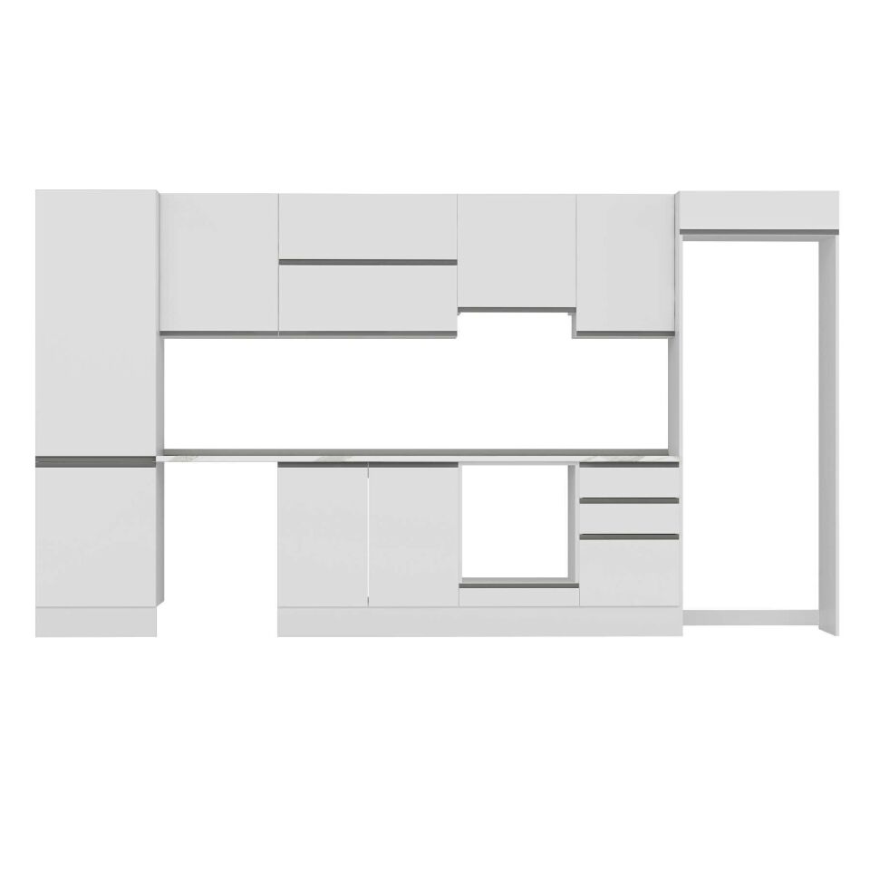 Alvinka 390X222 Cm High Gloss Mutfak Dolabı Mbb-E80B60S50-1 High Gloss | Beyaz - Suntalam