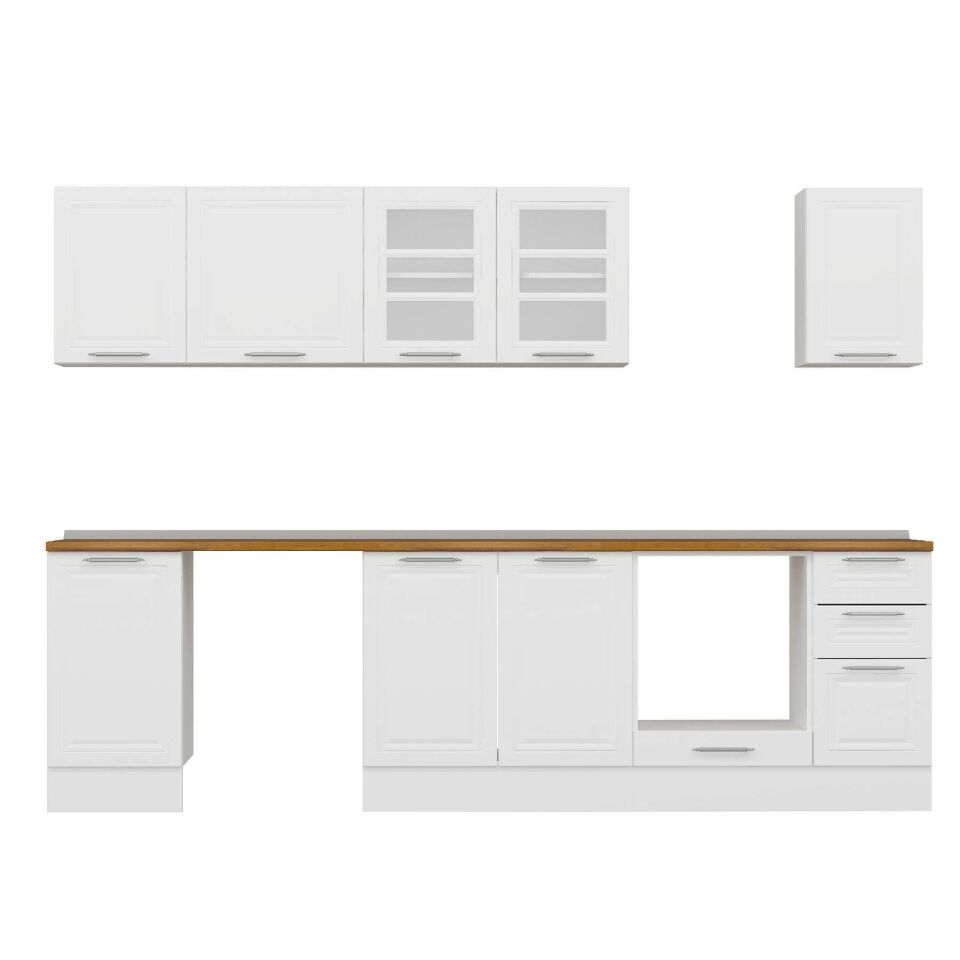 Alvinka 285X210 Cm Klasik Mebran Mutfak Dolabı M-E80S45S40-3 Mebran | Beyaz - Suntalam