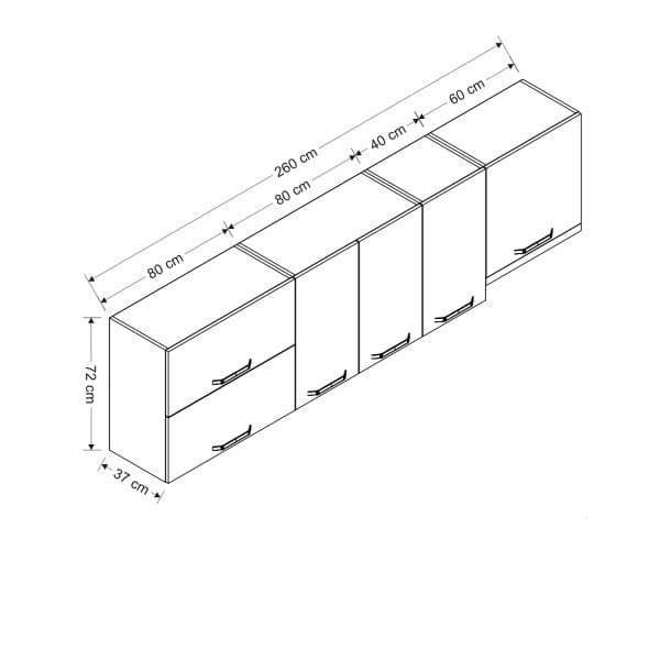 Minar 260 Cm Mutfak Dolabı Beyaz 260-B4-Üst Modül