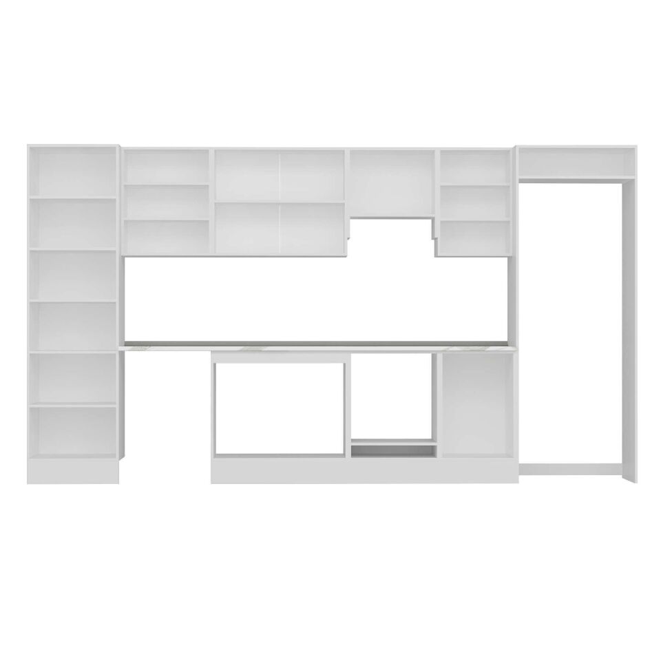 Alvinka 390X222 Cm High Gloss Mutfak Dolabı Mbb-E80B60S50-1 High Gloss | Beyaz - Mdf