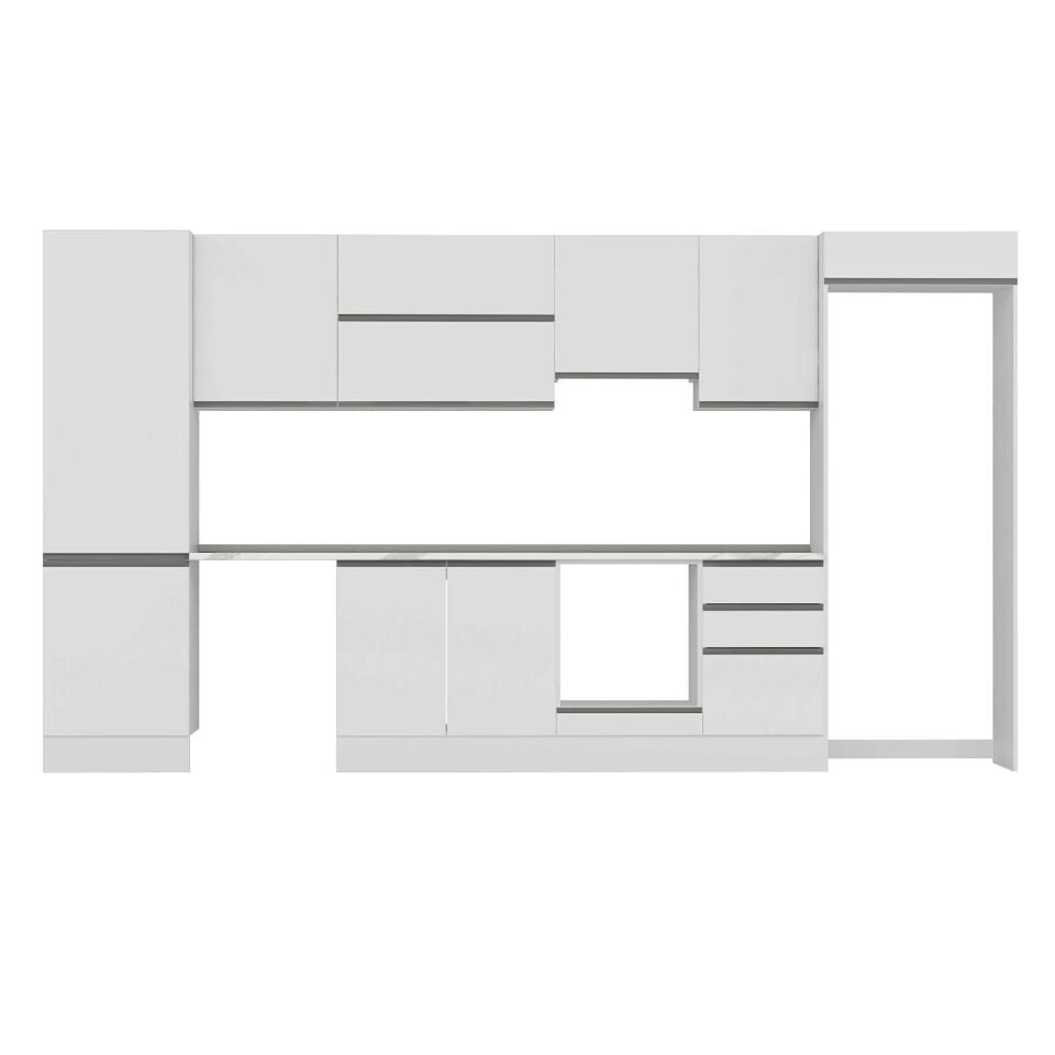 Alvinka 390X222 Cm High Gloss Mutfak Dolabı Mbb-E80B60S50-1 High Gloss | Beyaz - Mdf