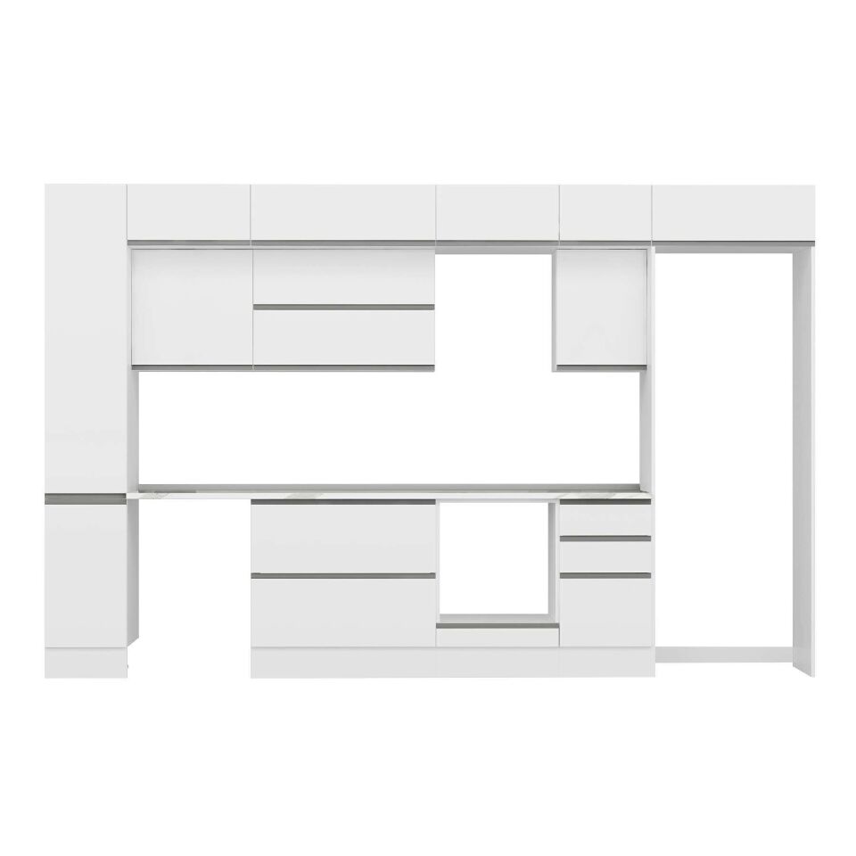Alvinka 375X240 Cm High Gloss Mutfak Dolabı Mbb-E90B40S45-2 High Gloss | Beyaz - Mdf
