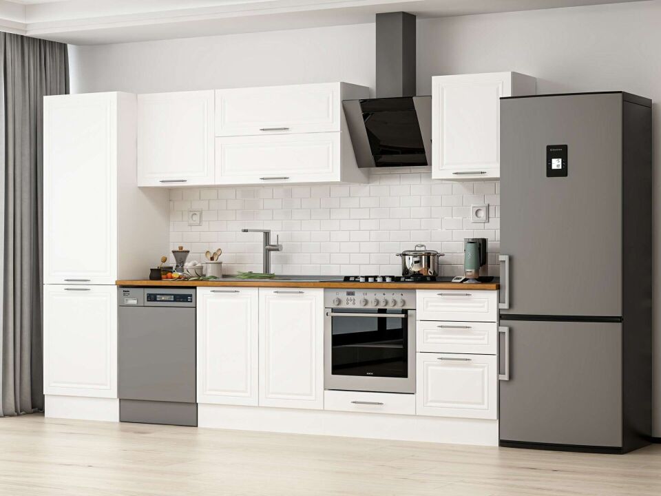 Alvinka 320X210 Cm Klasik Mebran Mutfak Dolabı Beyaz Beyaz Mb-E90B60S50-2