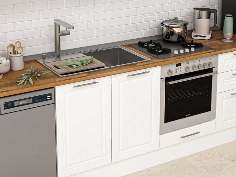 Alvinka 320X210 Cm Klasik Mebran Mutfak Dolabı Beyaz Beyaz Mb-E90B60S50-2