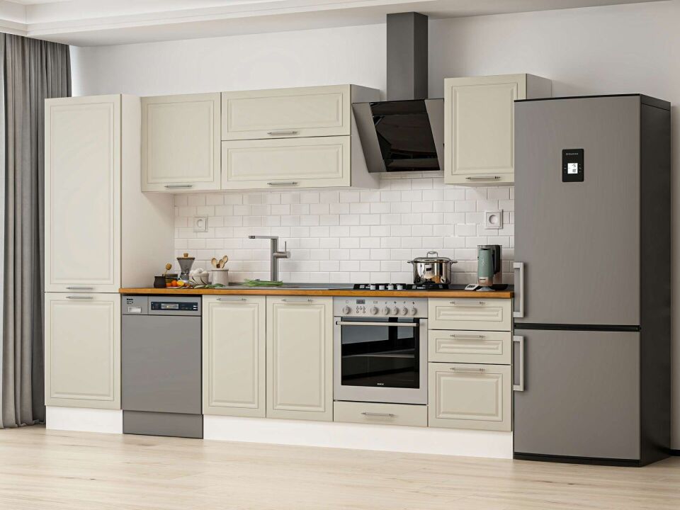 Alvinka 320X210 Cm Klasik Mebran Mutfak Dolabı Beyaz Beyaz Mb-E90B60S50-2