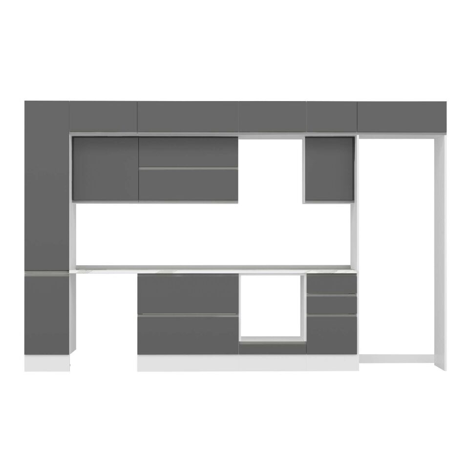 Alvinka 375X240 Cm High Gloss Mutfak Dolabı Mbb-E90B40S45-2 High Gloss | Antrasit - Suntalam