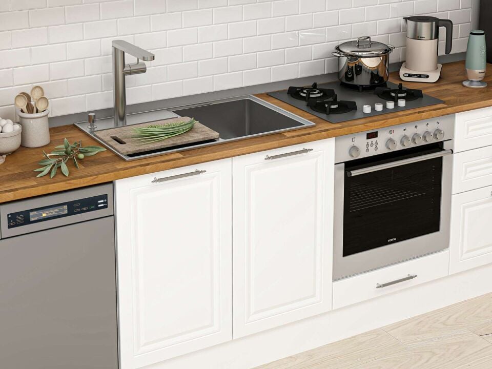 Alvinka 330X210 Cm Klasik Mebran Mutfak Dolabı Beyaz Beyaz Mb-E90B60S60-1