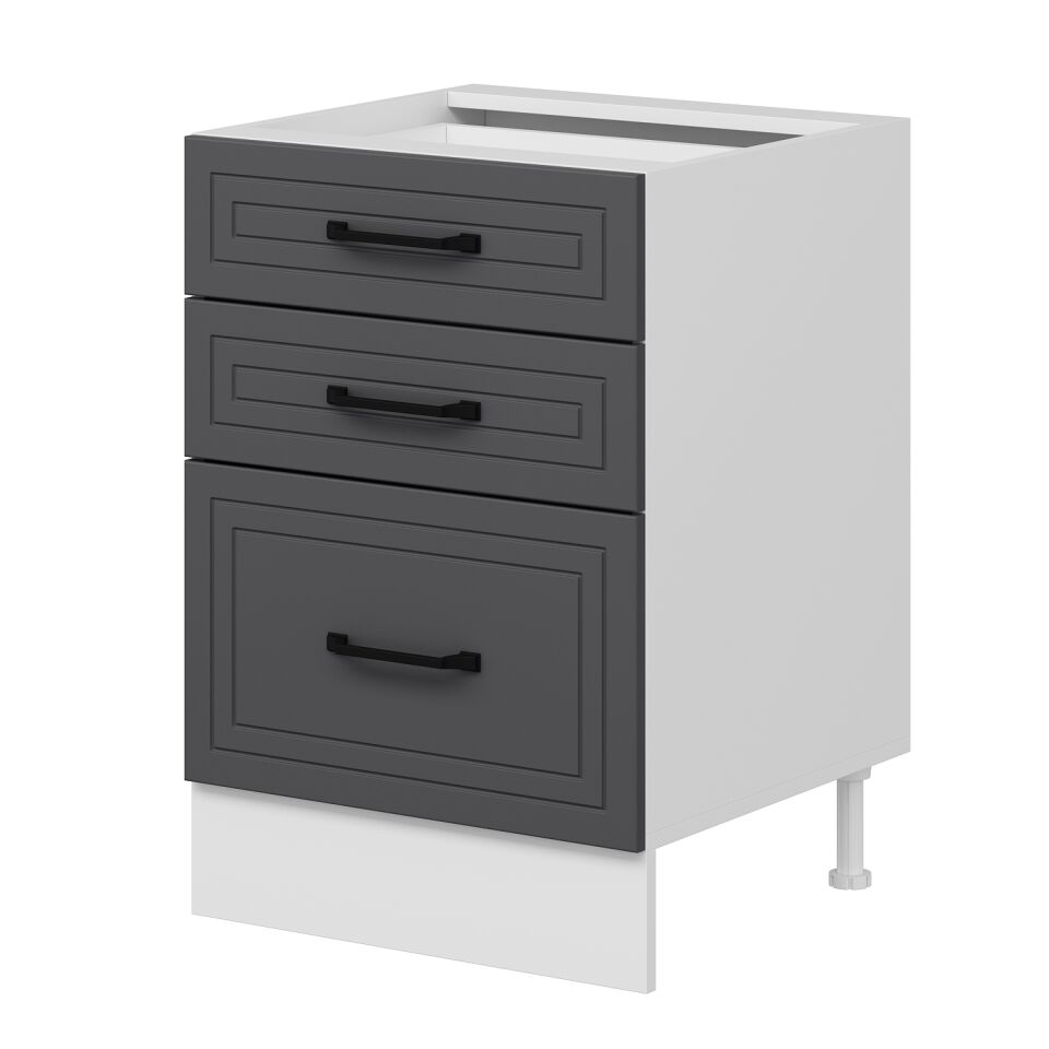 Alvinka Mutfak Modül Mbr_A Alt 3Ç1B2K  60Cm Dolap Beyaz Antrasit