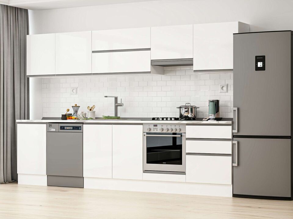 Alvinka 310X210 Cm High Gloss Mutfak Dolabı M-E80S50S60-1 High Gloss | Beyaz - Suntalam