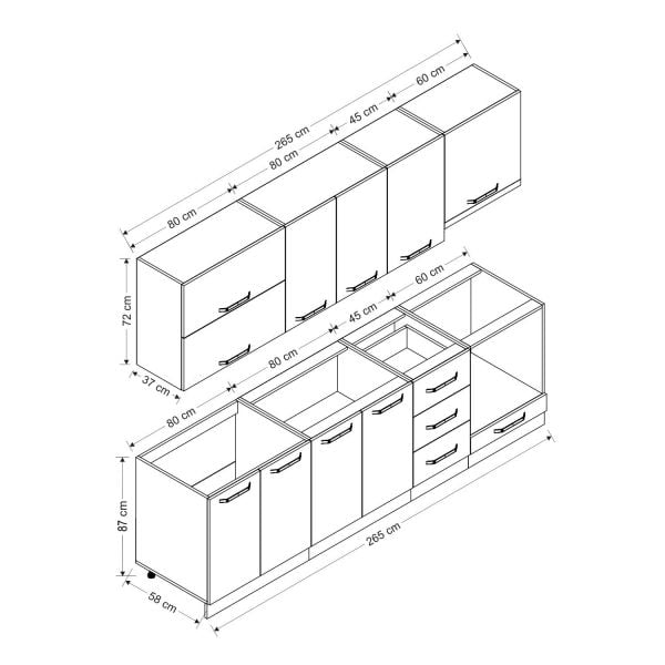 Minar 265 Cm Mutfak Dolabı Beyaz 265-B8