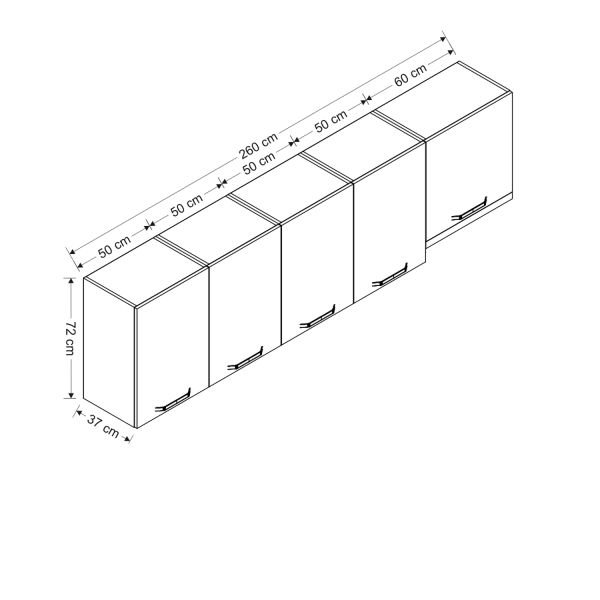 Minar 260 Cm Mutfak Dolabı Beyaz 260-B8-Üst Modül