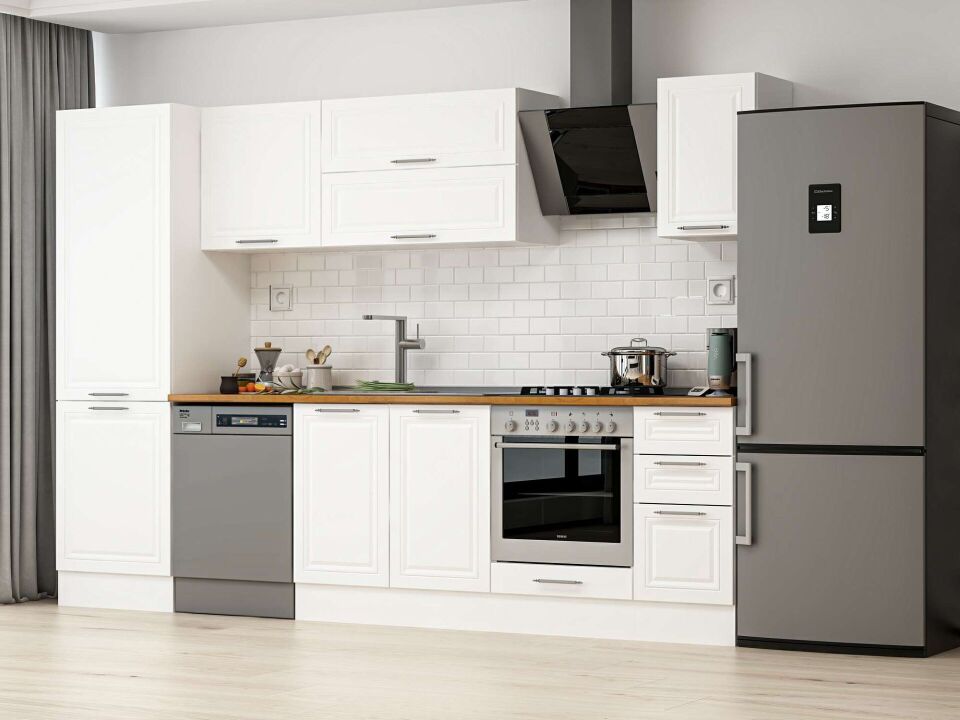 Alvinka 310X210 Cm Klasik Mebran Mutfak Dolabı Mb-E90B60S40-2 Mebran | Beyaz - Mdf