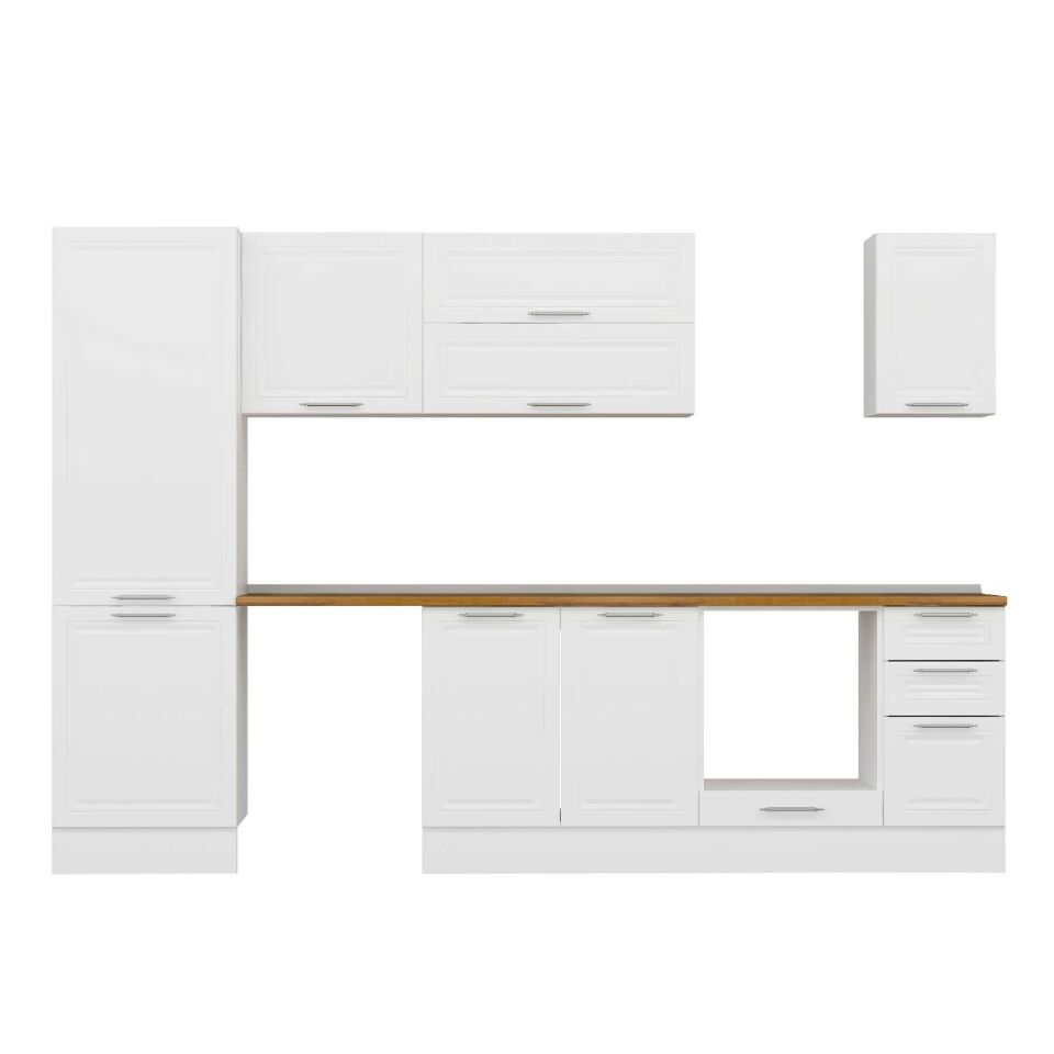 Alvinka 310X210 Cm Klasik Mebran Mutfak Dolabı Mb-E90B60S40-2 Mebran | Beyaz - Mdf
