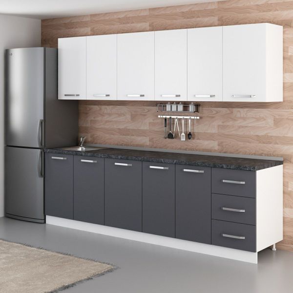 Minar 265 Cm Mutfak Dolabı Beyaz Antrasit 265-A1