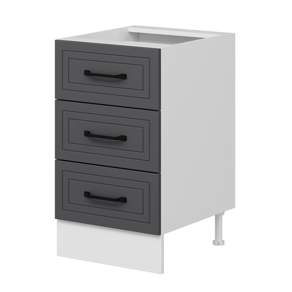 Alvinka Mutfak Modül Mbr_A Alt 3Ç 50Cm Dolap Beyaz Antrasit