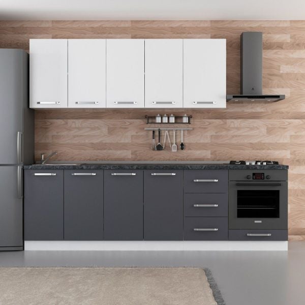 Minar 265 Cm Mutfak Dolabı Beyaz Antrasit 265-A3