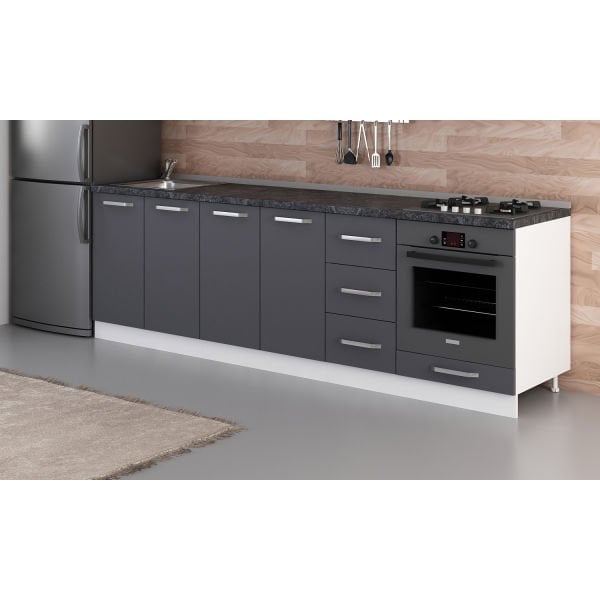 Minar 260 Cm Mutfak Dolabı Beyaz Antrasit 260-A3-Alt Modül