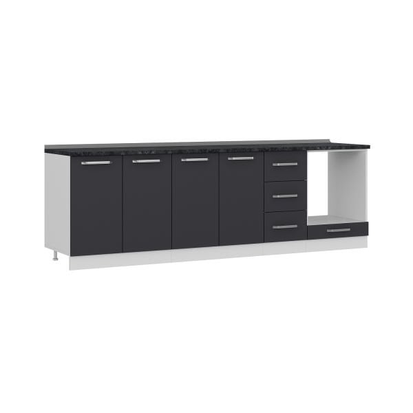 Minar 260 Cm Mutfak Dolabı Beyaz Antrasit 260-A3-Alt Modül