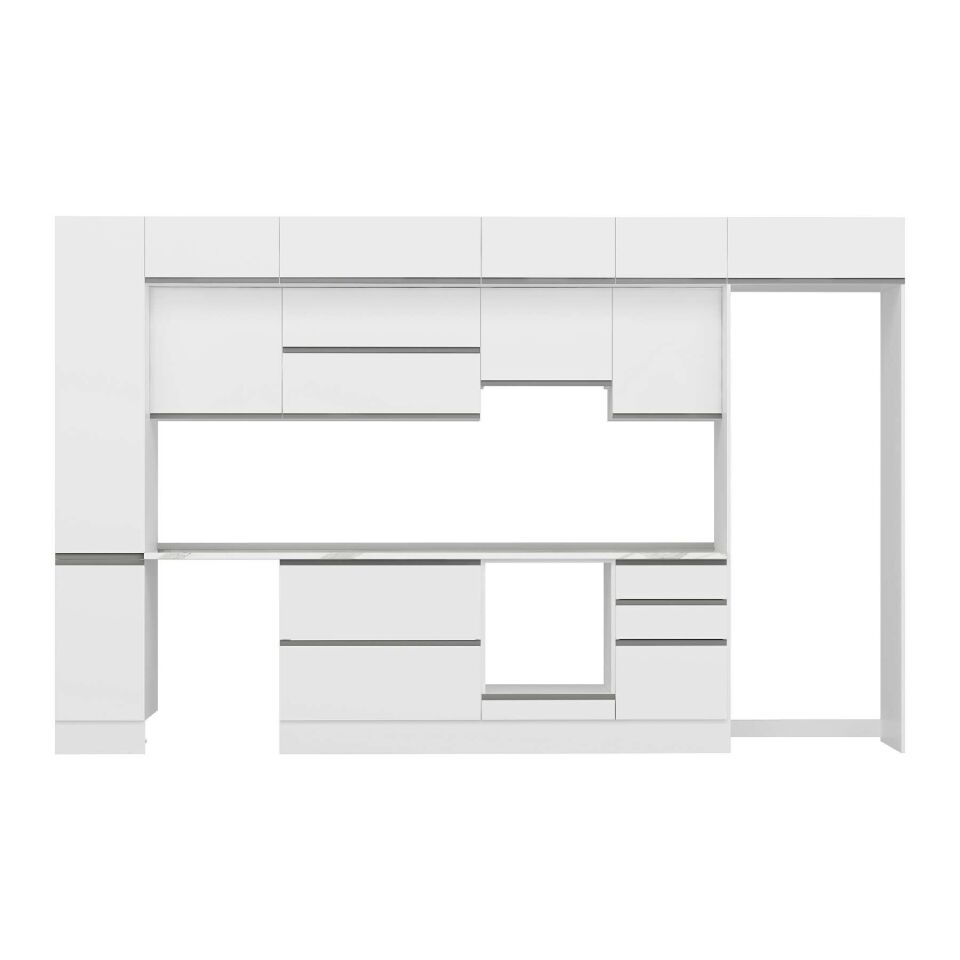 Alvinka 380X240 Cm High Gloss Mutfak Dolabı Mbb-E90B40S50-1 High Gloss | Beyaz - Suntalam