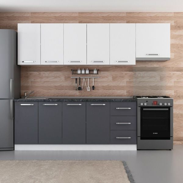 Minar 265 Cm Mutfak Dolabı Beyaz Antrasit 265-A4