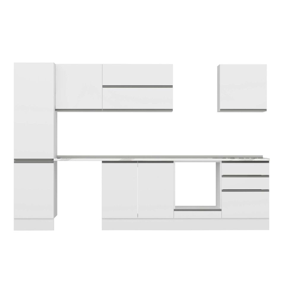Alvinka 310X210 Cm High Gloss Mutfak Dolabı M-E80S50S60-2 High Gloss | Beyaz - Mdf