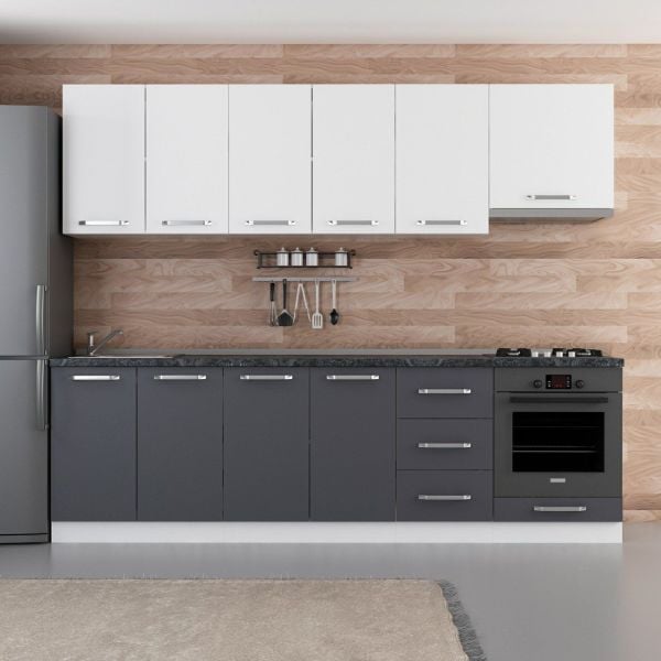 Minar 265 Cm Mutfak Dolabı Beyaz Antrasit 265-A5