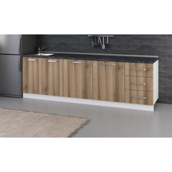 Minar 260 Cm Mutfak Dolabı Beyaz Dore 260-D1-Alt Modül