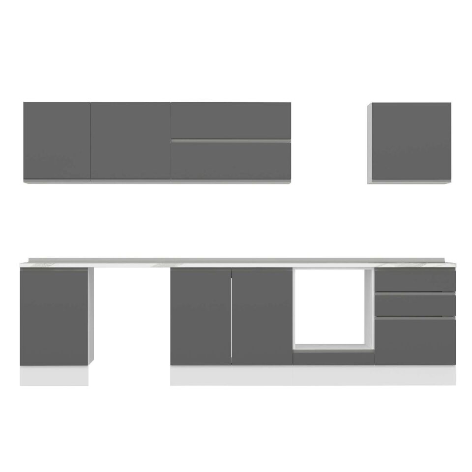 Alvinka 310X210 Cm High Gloss Mutfak Dolabı M-E80S50S60-2 High Gloss | Antrasit - Suntalam