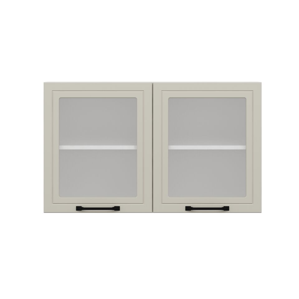 Alvinka Mutfak Modül Mbr_A Üst 2Dk1R 100-H60Cm Dolap Cam Beyaz Kumtaşı Mdf