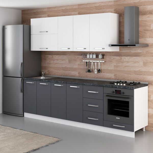 Minar 265 Cm Mutfak Dolabı Beyaz Antrasit 265-A6