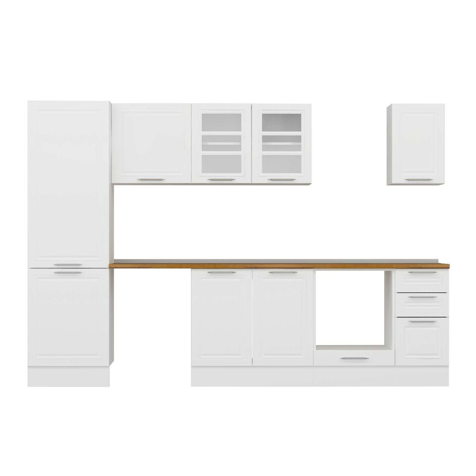 Alvinka 310X210 Cm Klasik Mebran Mutfak Dolabı Mb-E90B60S40-3 Mebran | Beyaz - Mdf