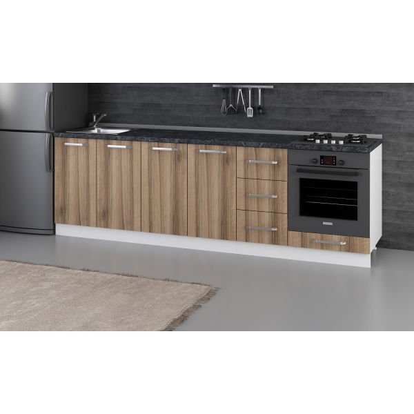 Minar 260 Cm Mutfak Dolabı Beyaz Dore 260-D3-Alt Modül