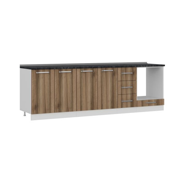 Minar 260 Cm Mutfak Dolabı Beyaz Dore 260-D3-Alt Modül