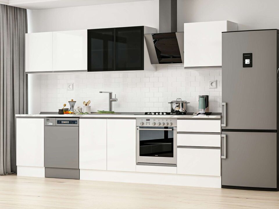 Alvinka 310X210 Cm High Gloss Mutfak Dolabı M-E80S50S60-3 High Gloss | Beyaz - Mdf