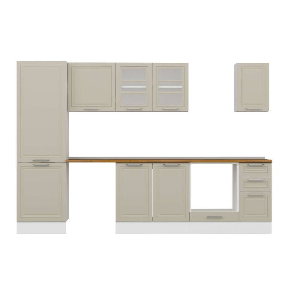 Alvinka 310X210 Cm Klasik Mebran Mutfak Dolabı Mb-E90B60S40-3 Mebran | Kumtaşı - Mdf