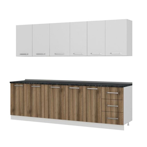 Minar 265 Cm Mutfak Dolabı Beyaz Dore 265-D1